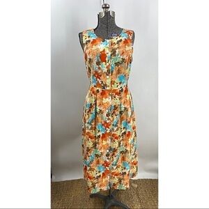 Christopher & banks floral watercolor button front midi dress 12